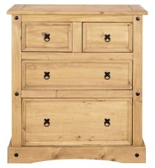 Corona 2 + 2 Drawer Chest of 4 Drawers - Mexican Solid Pine