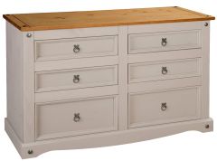 Corona Grey 6 Drawer Chest of Drawers - Mexican Solid Pine