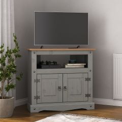 Corona Grey TV Corner Stand - Mexican Solid Pine
