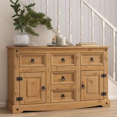 Corona Sideboard 2 Door 5 Drawer Large, Mexican Solid Pine