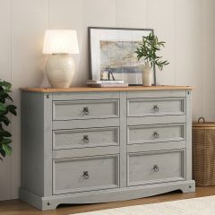 Corona Grey 6 Drawer Chest of Drawers - Mexican Solid Pine
