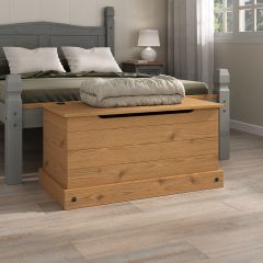 Corona Storage Trunk Ottoman Blanket Box - Mexican Solid Pine