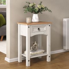 Corona White 1 Drawer Console Table Mexican Solid Pine
