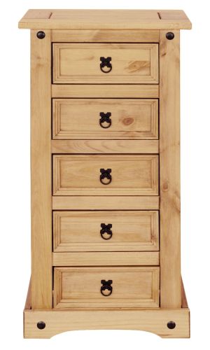Corona 5 Drawer Chest of Drawers Tallboy Mexican Waxed Pine