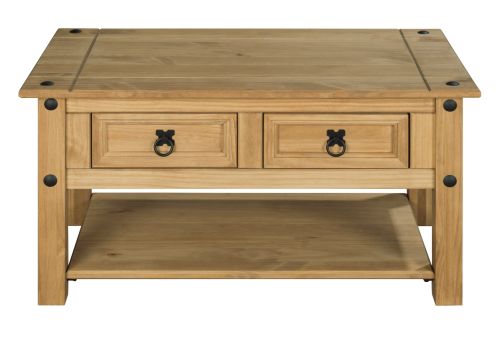 Solid pine coffee clearance table with drawers