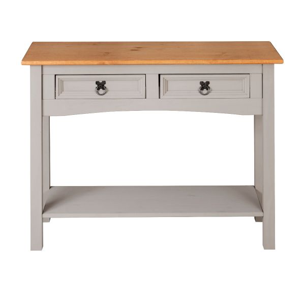 Corona Grey Console Table 2 Drawer - Mexican Solid Pine
