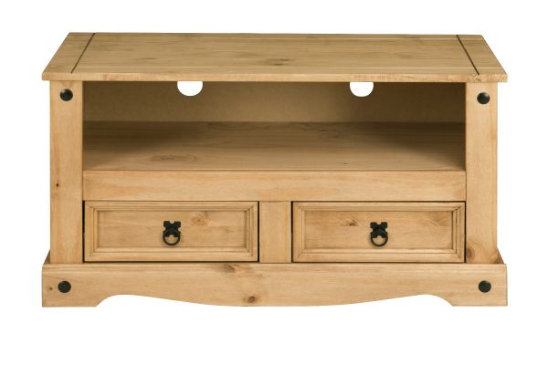 Corona 2 Drawer Flat Screen TV Unit - Mexican Solid Pine