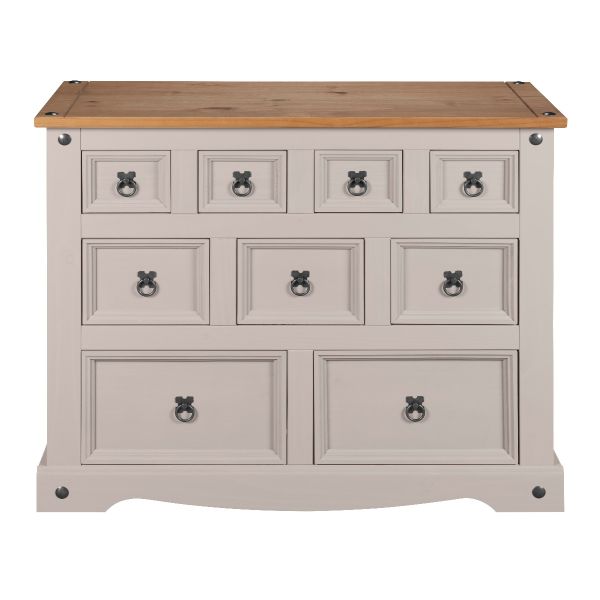 Corona Grey Merchant Chest of 9 Drawers - Mexican Solid Pine