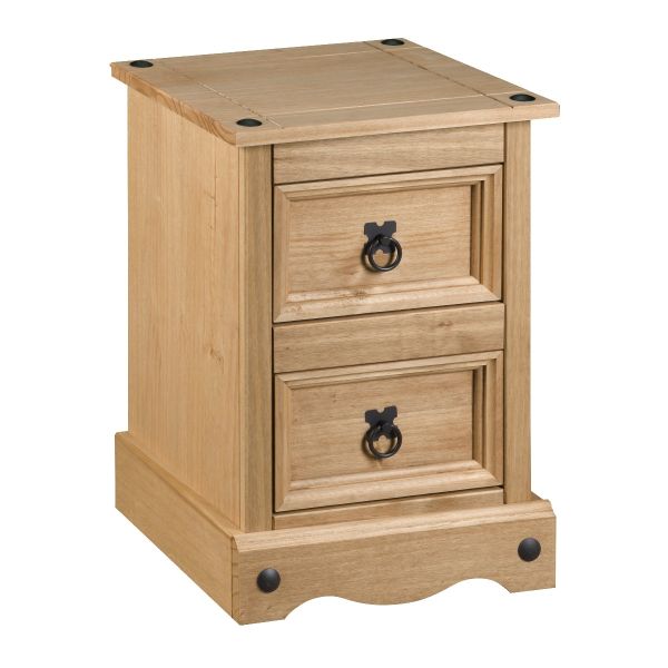 Corona 2 Drawer Bedside Table Chest of Drawers - Mexican Solid Pine