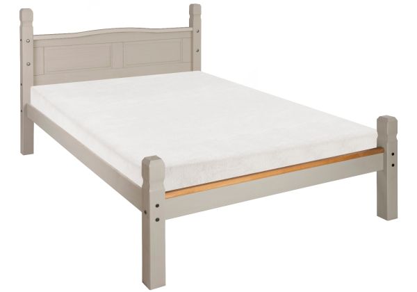 Corona Grey Double Bed Frame 4ft 6 Low Foot End, Mexican Solid Pine