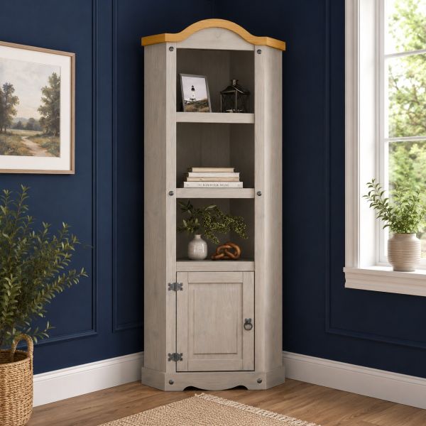 Corona Grey Corner Display Unit - Mexican Solid Pine