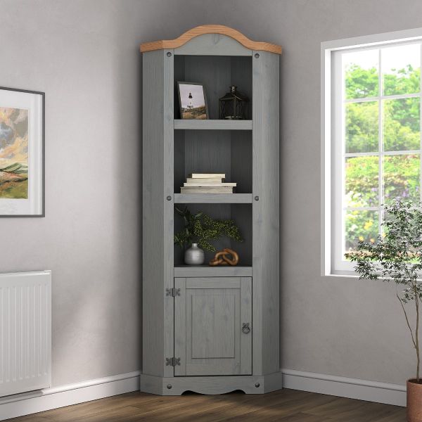 Corona Grey Corner Display Unit - Mexican Solid Pine