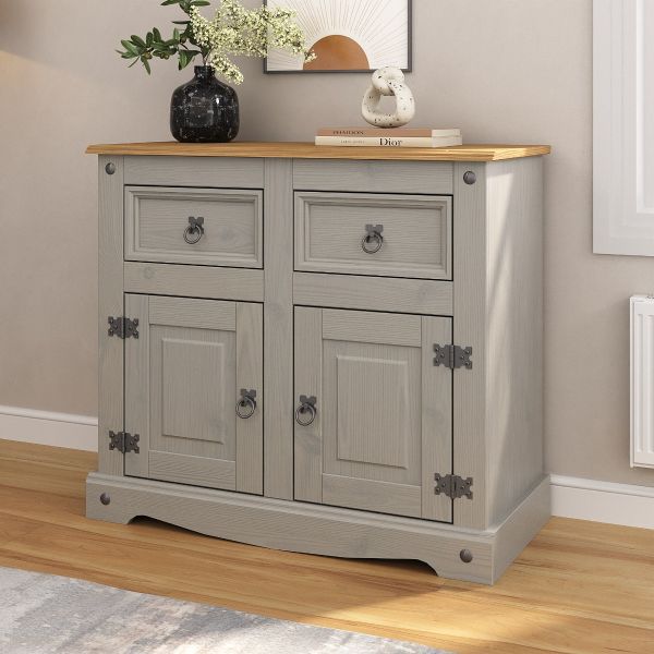 Corona Grey Sideboard 2 Door 2 Drawer Mexican Solid Pine